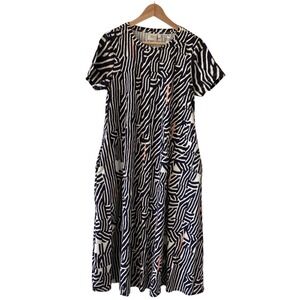 ELK Australian Cotton Abstract Print Midi Dress Size 8